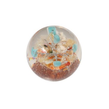 Mix Stones Tree in Orgonite Crystals Sphere