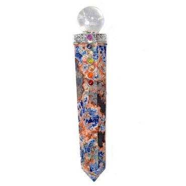 Sodalite 7 Chakra Healing Stick Wand