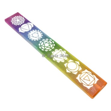 Seven Chakra Engraved Selenite Wand